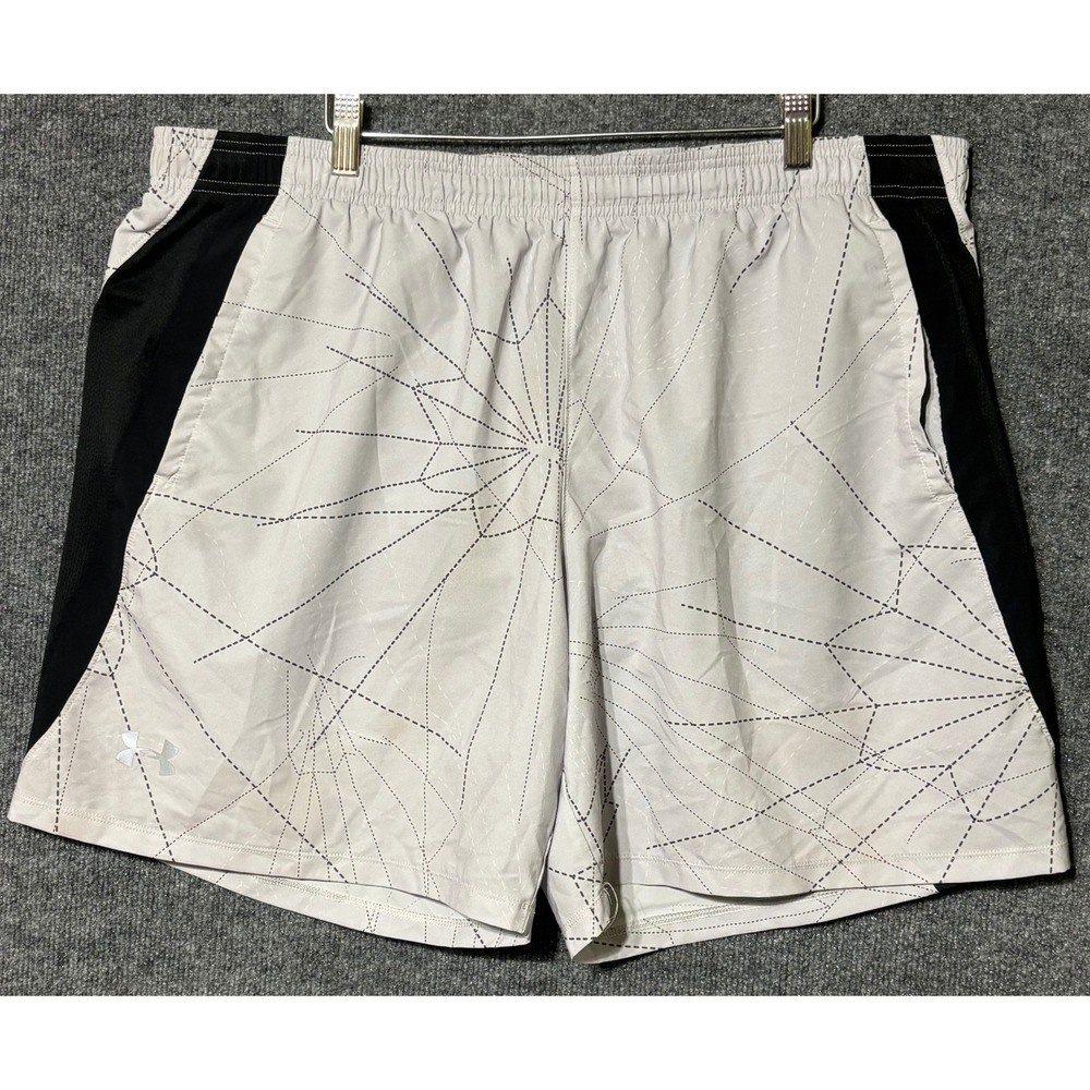 Under Armour Launch SW7 Athletic Shorts Mens XXL Gray Geometric‎ Web Pattern